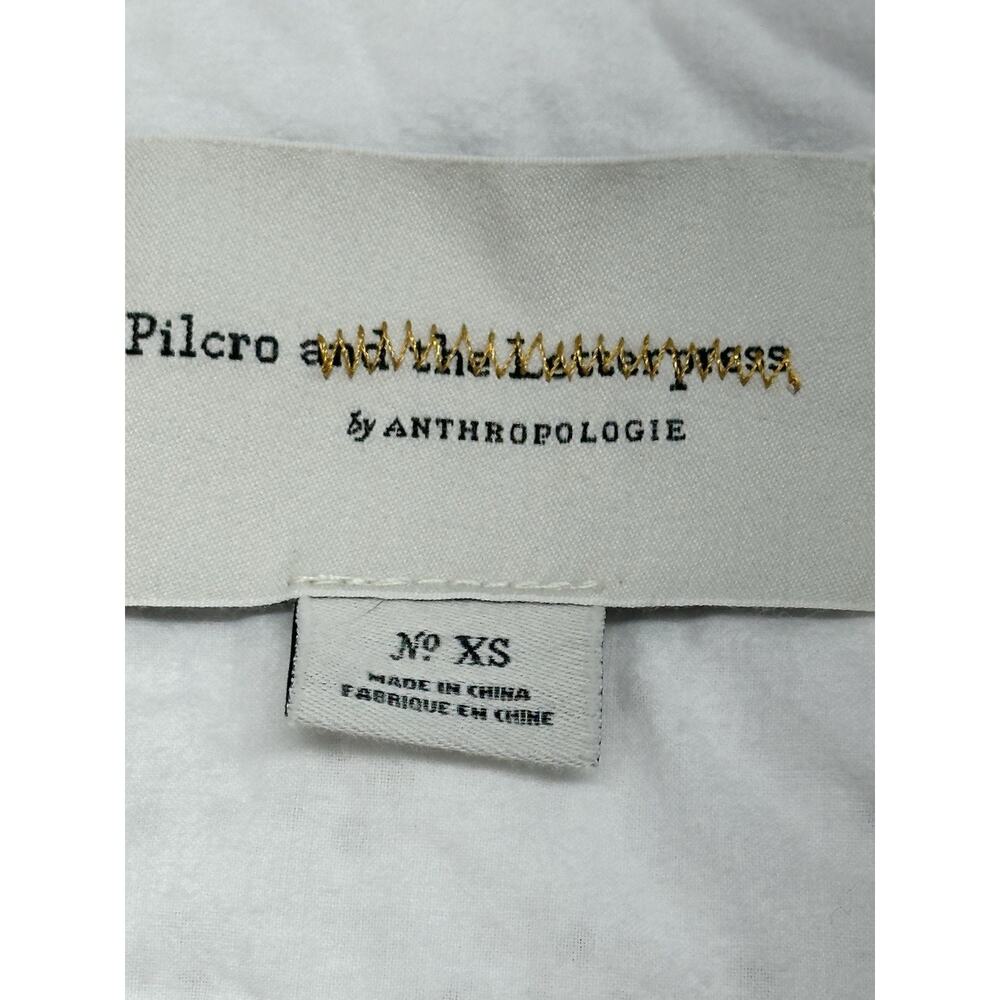Pilcro Anthropologie White Denim Eyelet Trucker Jacket Boho Western XSmall - Picture 2 of 7